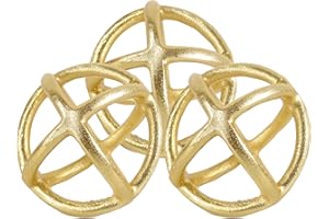 CLEENTABLE Decorative Sphere for Home Decor - Lightweight Metal Decorative Balls for Shelves, Centerpiece Bowls, Bookshelf - Decoration Orbs Accents for Living Room, Bedroom (Gold)