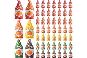 DoubleFill 50 Pcs Thanksgiving Pumpkin Gnomes Figures Fall Autumn Gnomes Figurines Decorations for Fall Table Decor Tiered Tray Table Centerpieces Harvest Party Favors Gift to Hide and See