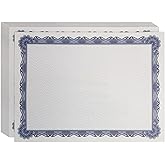 Better Office Products 100 Sheet Diploma Certificate Paper, Blue Border, Letter Size Blank Paper, Specialty Award, Laser and Inkjet Printer Friendly, 8.5 x 11 Inches, 100 Count