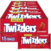 TWIZZLERS Twists Strawberry King Size Chewy Candy Packs, 5 oz, 15 Ct | King size strawberry flavored TWIZZLERS Twists licorice style candy packs for lunch boxes, parties and fundraising events.