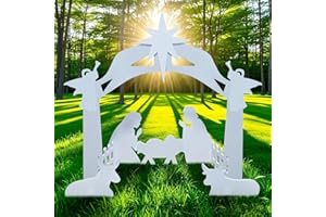SLEVIO TIMER Nativity Set Outdoor Christmas Decorations, Nativity Scene Large Weatherproof, 40in Manger Scene Christmas Yard Decorations for Front, Lawn and Church