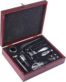 Korkenzieher,GWCLEO Luxus Wein Öffner mit Eleganten Geschenkbox,Sommelier Set mit Flaschenöffner,Folienschneider,Weinbelüfter,Tropfringe,Weinverschlüsse/Weinausgießer,Weinthermometer,Wein Vakuumpumpe