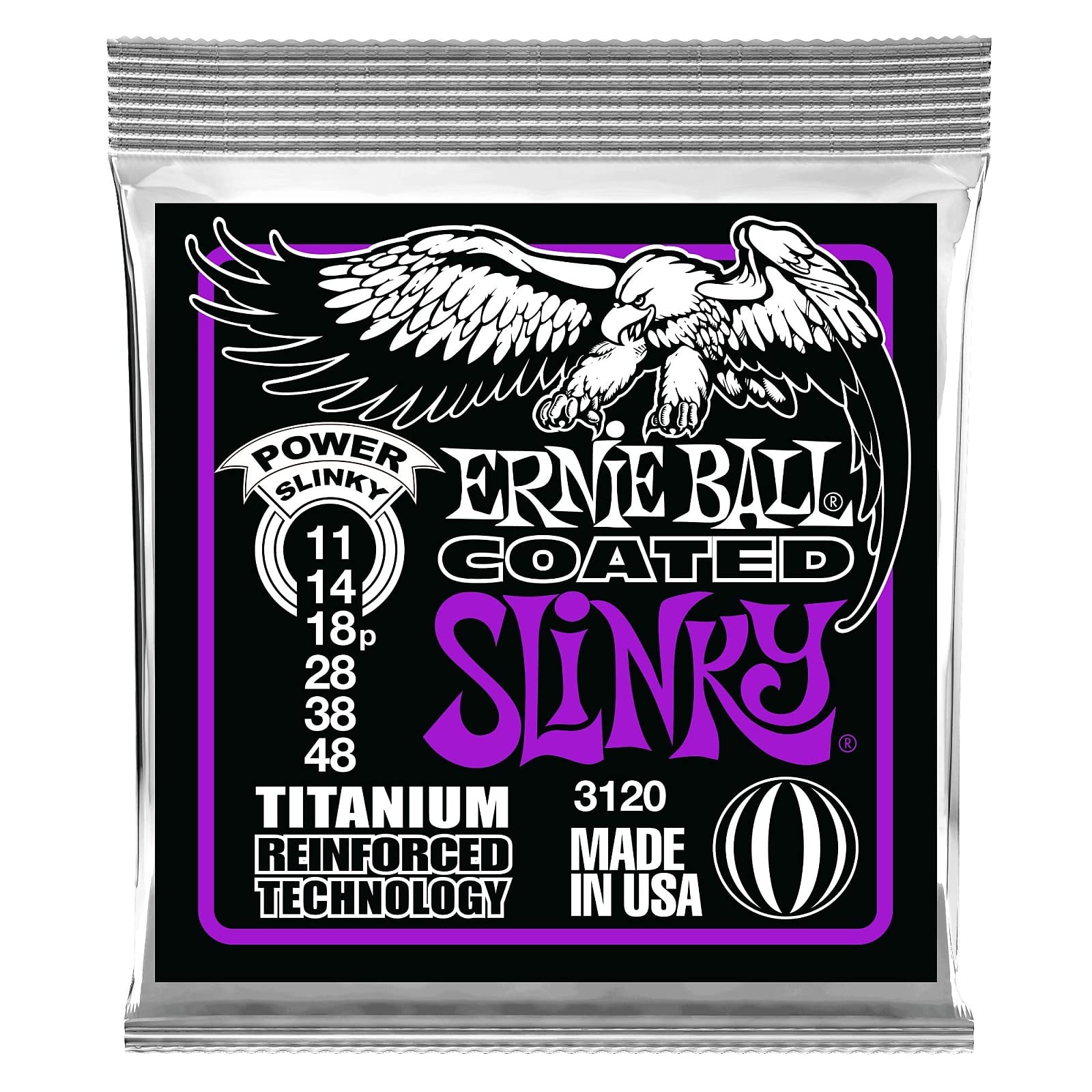 Ernie Ball Power Slinky Coated Titanium RPS Electric Guitar Strings - 11-48 Gauge