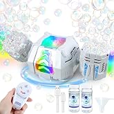 HUNKING Rechargeable Bubble Machine with RGB Lights Remote Control for Kids | 35 Minutes Long Playtime, 360&deg; Rotation, 30000 Bubbles Per Min, Parties, Birthday , Wedding Gift, Indoor Outdoor Fun for Kids