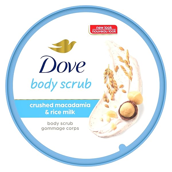 DOVE SCRUB MACADAMIA & RICE MILK REVEALS VISIBLY SMOOTHER SKIN BODY SCRUB THAT NOURISHES SKIN 10.5 OZ