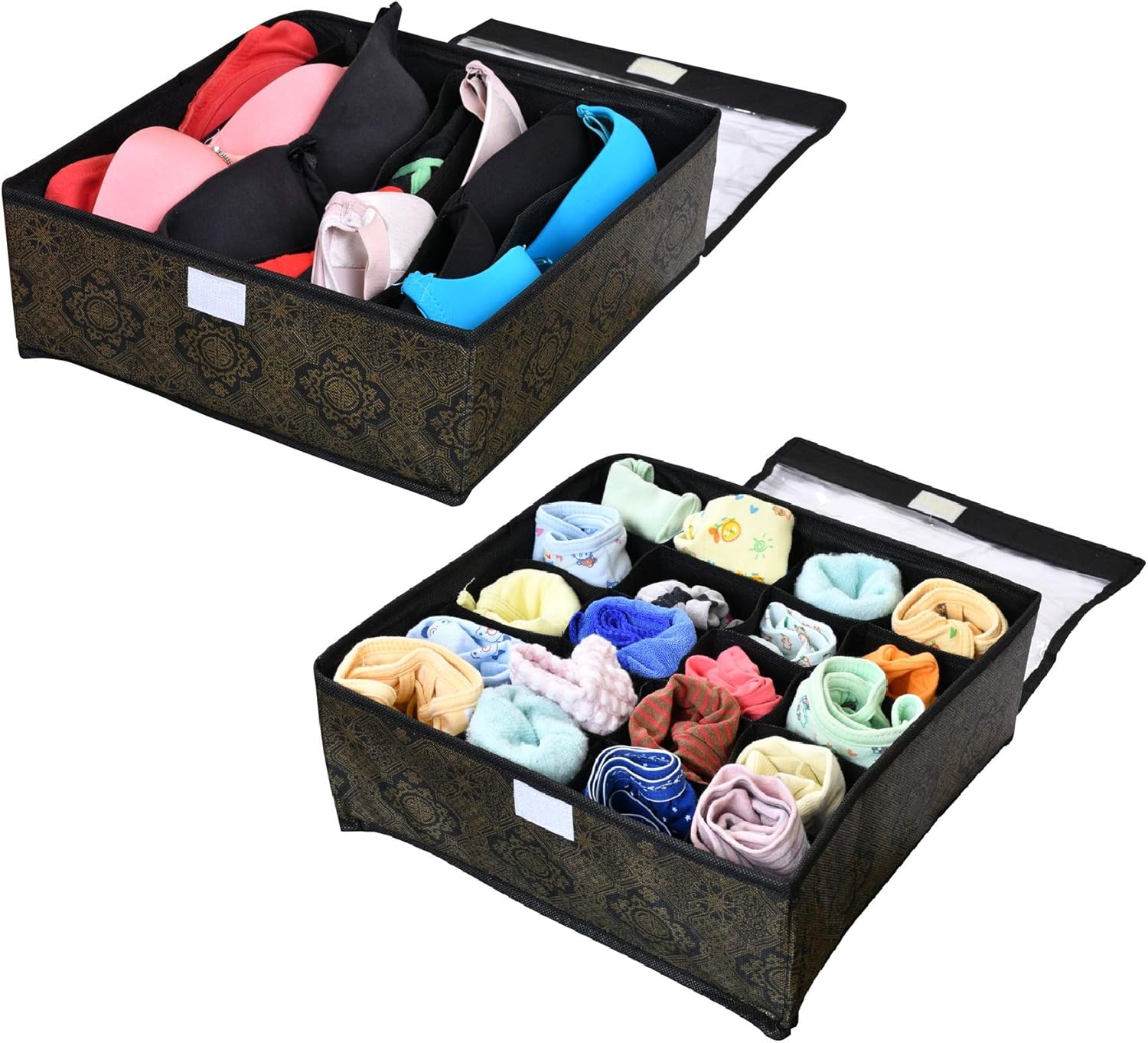 Yellow Weaves Undergarments Organizer/Foldable Storage Box with Lid for