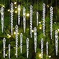 DULEFUN 24pcs Christmas Tree Crystal Decorations 4 Styles Clear Acrylic Xmas Tree Icicle Hanging Ornaments for Christmas New Year Holiday Wedding Winter Party Decor