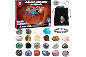 VEWICOKOP Advent Calendar 2023 Crystal for Kids - 24 Days Christmas Countdown Calendar with Natural Rocks, Gemstones, Stones,Crystals Learnning, Collection, Science Gift & Xmas Gift for Girls Boys Adult