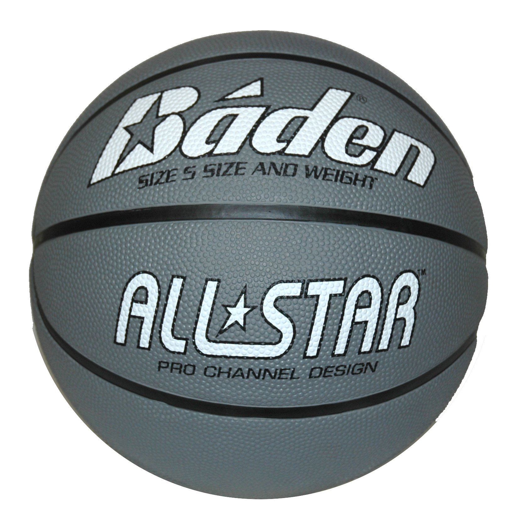 Baden Junior All Star Deluxe Rubber Basketball, Indoor and Outdoor Ball, Silver and Black, Size 5