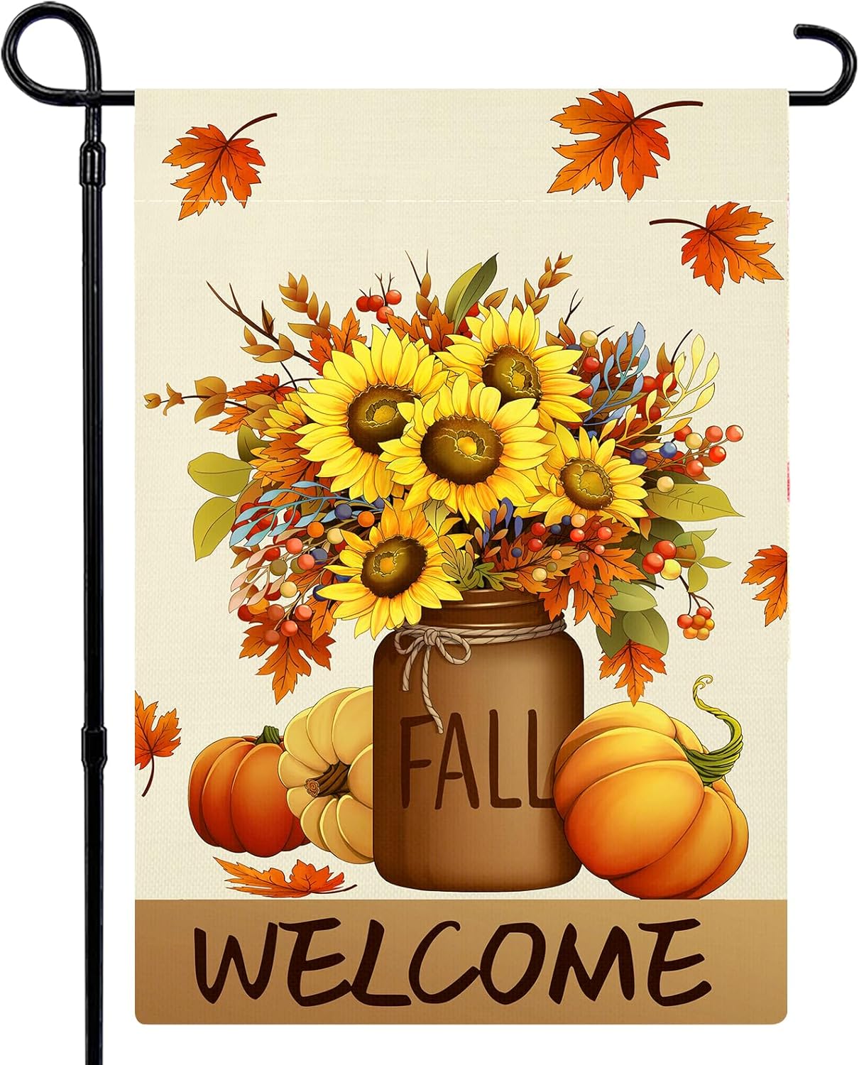 Flags - Fall Garden Flag Floral 12x18 Inch Double Sided Vertical Pumpkins Fall Flag Yard Flag for Autumn Seasonal Outdoor Decoration