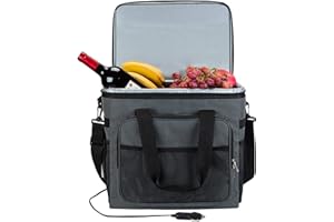 YAPASPT Electric Cooler Bag 25L | 12V DC Car Cooler Plug in for Vehicle - Collapsible Thermoelectric Cooler Keep Cool/Fresh, Folding Insulation Soft Cooler Bags (AC Adapter Not Include)
