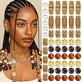VENOFEN 60PCS Wood Hair Tube Beads Imitation Wooden Beads Acrylic Round Bead for Braids Multi Style Loc Jewelry Accessories for Women Hair Decoration