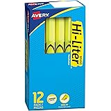 Avery (23591) Lot de 12 stylos à pointe biseautée Jaune fluo