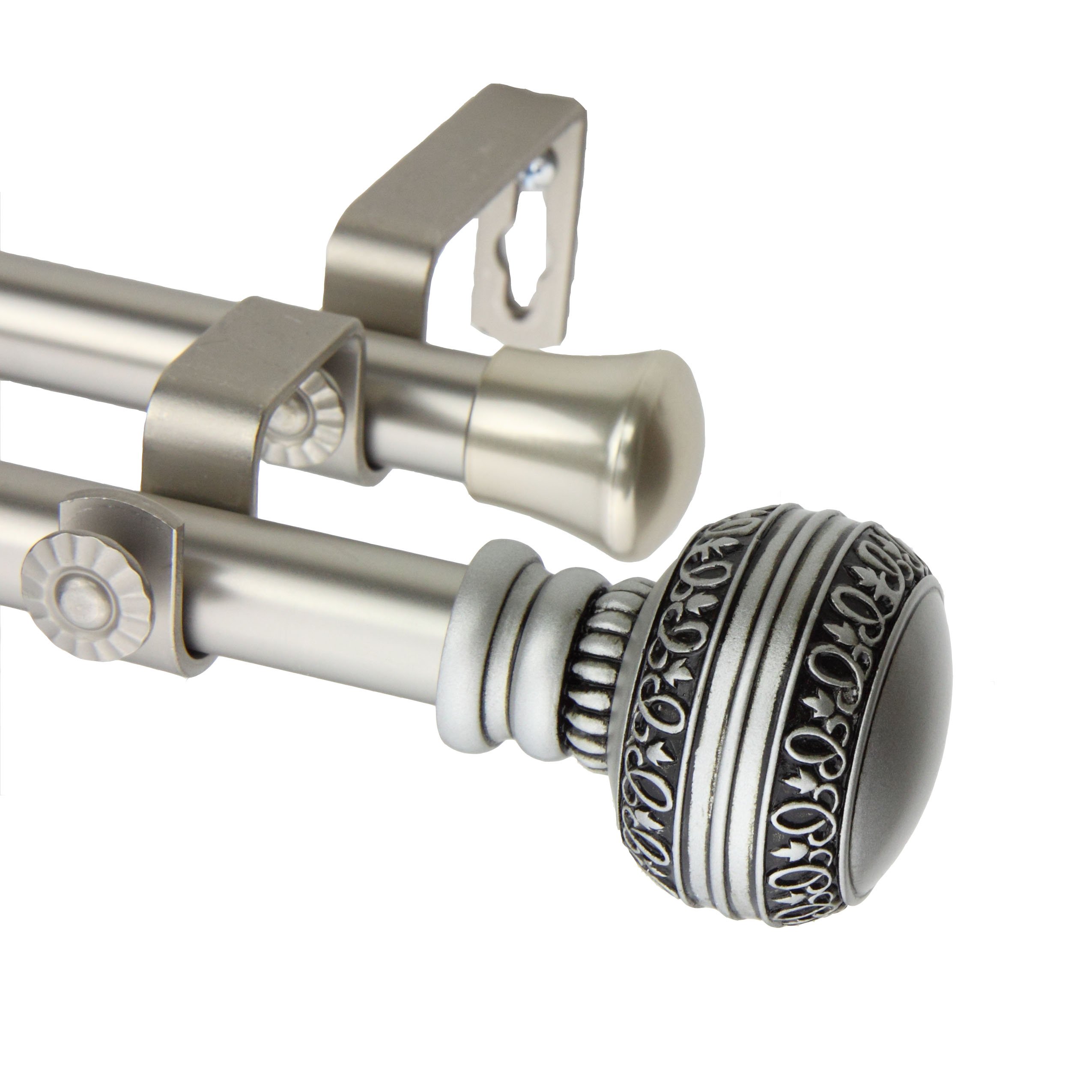 Photo 1 of Rod Desyne 4702-995 Ornament Double Window Set Curtain Rod, 120"-170", Satin Nickel