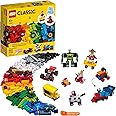 LEGO Classic Bricks and Wheels 11014 Building Kit; Includes a Toy car, Train, Bus, Robot, Skateboarding Zebra, Race car, Bunn