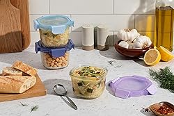 Ello Color Lock 2 Cup 6PC, 3 Pack Glass Meal Prep
