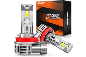 SEALIGHT 𝐇𝟏𝟏/H9/H16 Bulbs, 30000LM 6500K Cool White H8 Fog Bulbs, 1:1 Mini Size, Powersports Accessory Lights with Fan, 3 Mins Plug-N-Play, Pack of 2