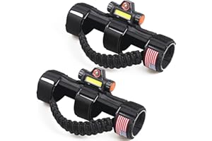 RERPRO UTV ATV Grab Handles with Dome Light 1.75”-2” Roll Bar Paracord Hand Hold Straps Grab Handles Grips with Light Bar for Polaris RZR Ranger Kawasaki Can Am X3 Pioneer Talon, 2 Pack Black