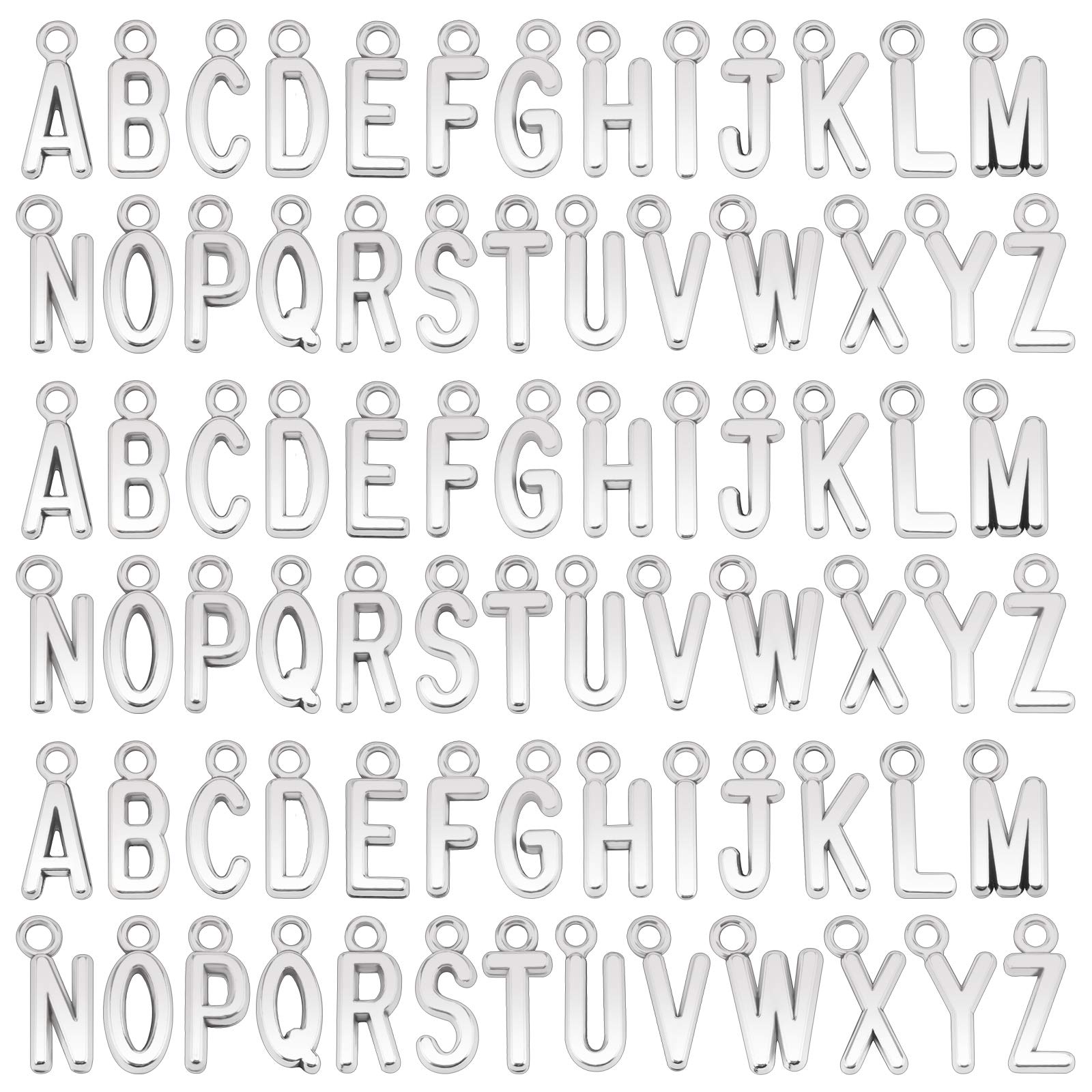 SAVITA 104 Pieces ABC Letter Charms Mini Capital Alphabet A-Z Zinc Alloy Bracelet Necklace Pendants for DIY Jewelry Making