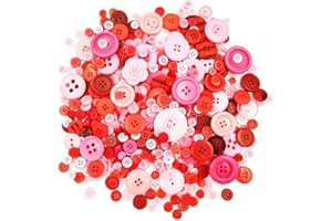 QOVYDX 600-700Pcs Red and Pink Craft Buttons Bulk Pink Red Buttons for Crafts Assorted Size Red Buttons Mixed Pink Buttons for Crafting, Art, DIY