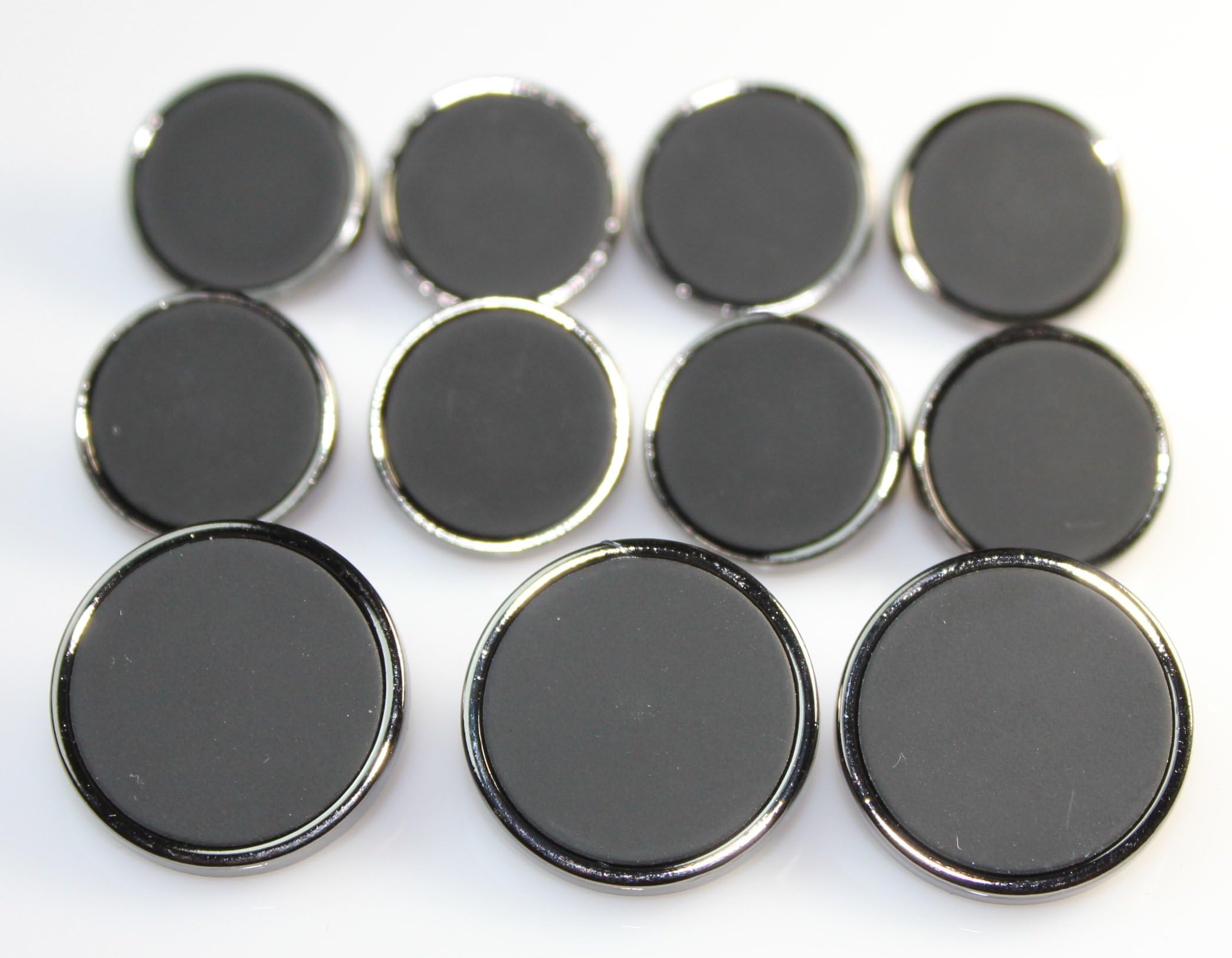 YCEE 11 Piece Sliver Black Plain Metal Blazer & Suits Button Set (Weighty) - Flat Surface with black silver rim - For Blazer, Suits, Sport Coat, Uniform, Jacket