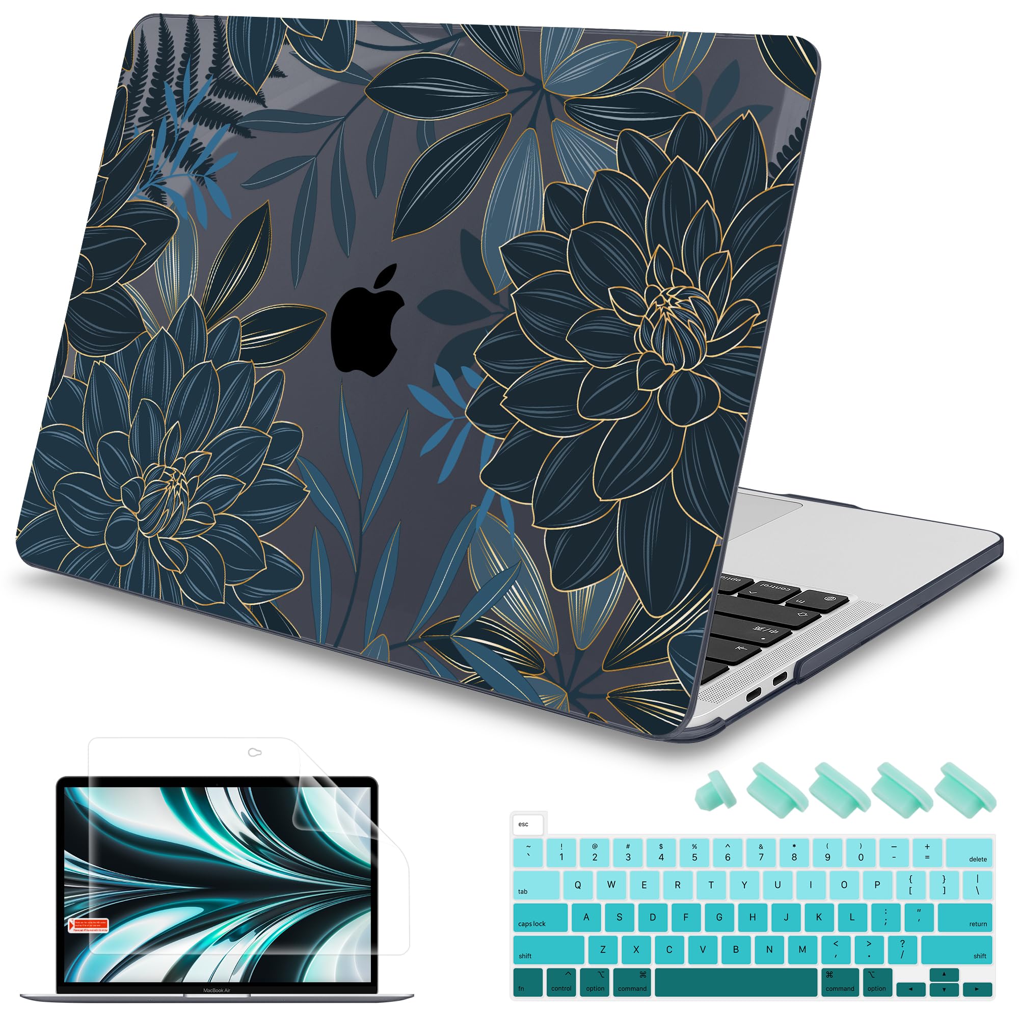 Photo 1 of Mektron Designed Case for MacBook Pro 16 Inch A2141 Cover 2019 Release 16" with Liquid Retina Display/Touch ID, Plastic Hard Shell with Keyboard Skin & Screen Protector, Dahlia Flower C035