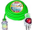 10 GAUGE 3-wire ground Contractor 25ft 10 Gauge Power Extension Cord 10/3 Plug Outdoor Extra Heavy Duty Extension Cord Professional Series 10 3 Prong Extension Cord (25 ft 10 Awg 100% copper, green)