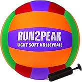RUN2PEAK Super Soft Light Volleyball - Safe and Quiet Volleyball Ball for Indoor Outdoor Play - Official Size 5 Beginners Volleyballs Trainer for House Yard Beach Training