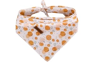 Lionheart glory Dog Bandana 1 Pack Washable Soft Cotton Halloween Pumpkin Bibs Scarf, Adjustable Kerchief Square Dog Bandanas for Small Dogs