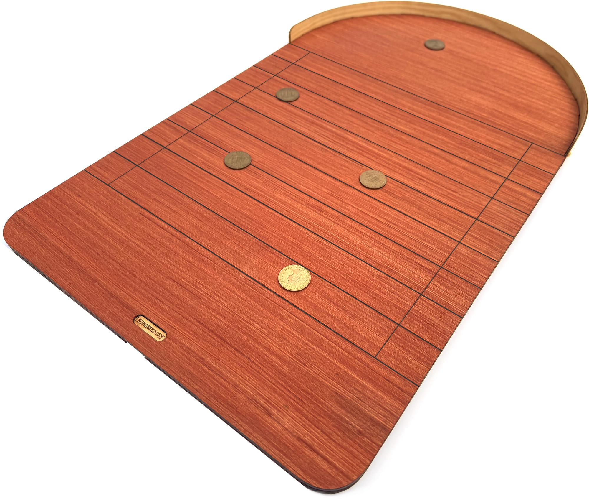 Brimtoy British Wooden Shove Ha'penny Board - Pub Game for 2+ Players