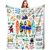 KIMROOP Surfing Blanket Beach Surfboard Throw Blankets Soft Cozy Flannel Surfing Sports Theme Blanket Surf Lover Outdoor Sport Blankets Gifts for Girls Women Men Boys 50"X40"