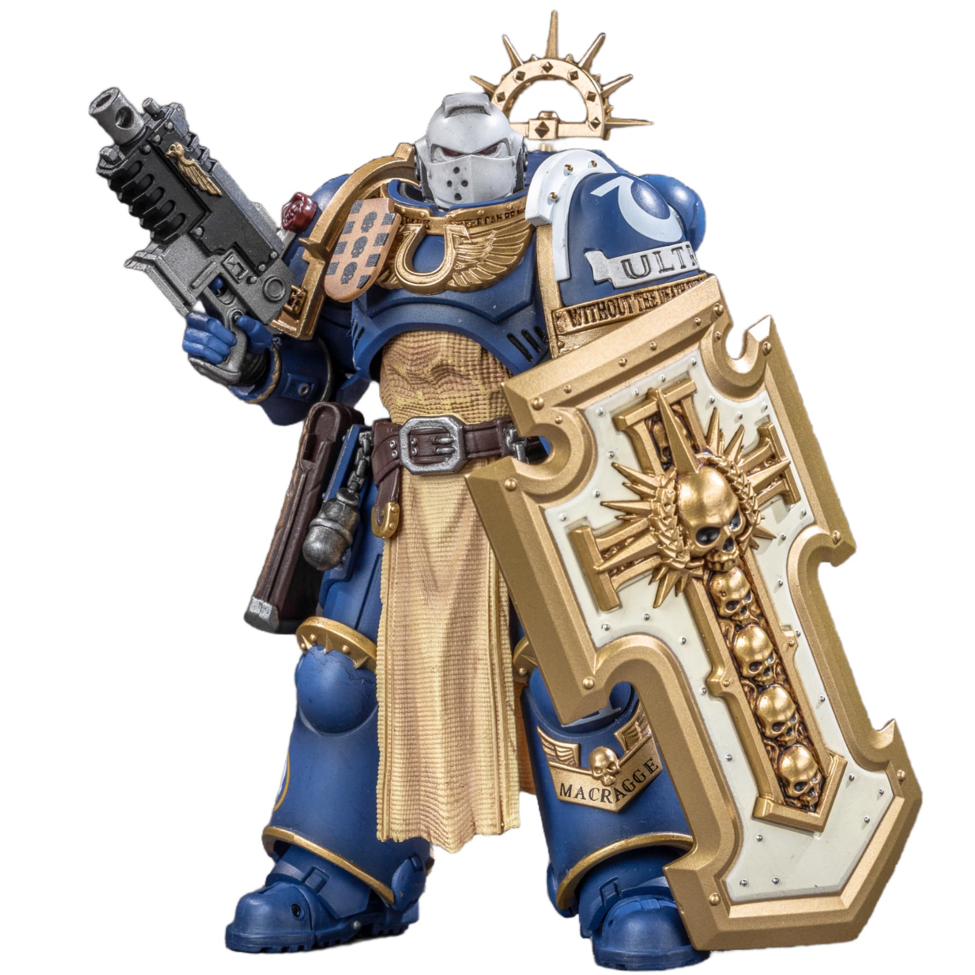 TOYVERSE Joytoy 1/18 Action Figure Warhammer 40,000, Ultramarine Levantus with Power Sword, Stormshield and Bolt Pistol, Mobile Joints Character Model, 15+