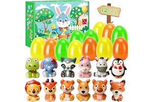 Easter Basket Stuffers Essentials for Kids, 12 PCS Prefilled Easter Eggs with Toys Inside for Boy Girl Egg Fillers Hunt Party