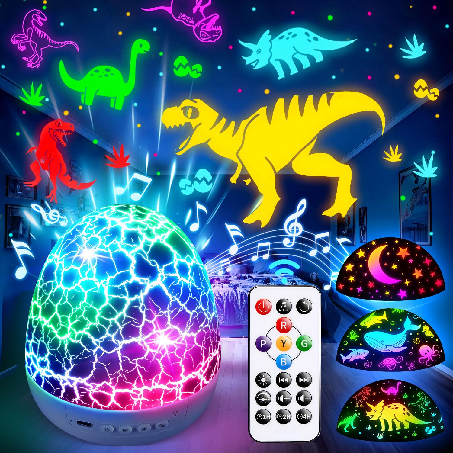 Dinosaurier Spielzeug Nachtlicht Kinder Projektor, 15 Musik Nachtlicht kinder Dinosaurier Spielzeug, 3 Filme+31 Farben Dino Lampe, Fernbedienung+Helligkeit+Timer Dino Ei, Junge 4 Jahre Geschenkideen