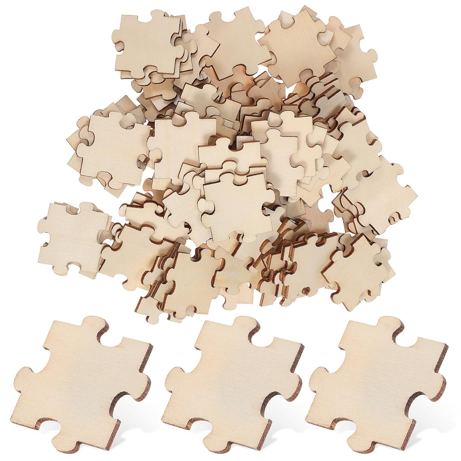 BESPORTBLE Unfinished Wood Puzzles Blank Wooden Puzzle 100pcs Unfinished Wooden Jigsaw Puzzles Pieces Make Your Own Puzzle Cutout for Painting DIY Arts Crafts Learning Tools