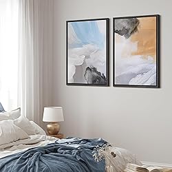 MUDECOR Framed Canvas Print Wall Art Abstract Blue