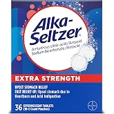 Alka-Seltzer Extra Strength Heartburn Relief Effervescent Antacid Tablets, Fast Indigestion Relief, 36Ct