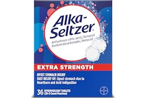 Alka-Seltzer Extra Strength Heartburn Relief Effervescent Antacid Tablets, Fast Indigestion Relief, 36Ct