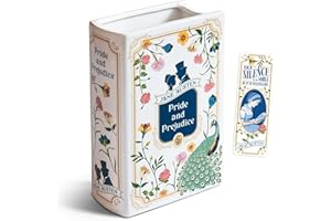 HAZEL & HAROLD'S H&H Pride and Prejudice Book Vase for Flowers + Bookmark - Large Ceramic Book Planter Pot - Jane Austen Bookish Decor - Pride and Prejudice Gifts - Bookshelf Vase for Flowers - 2025 Edition