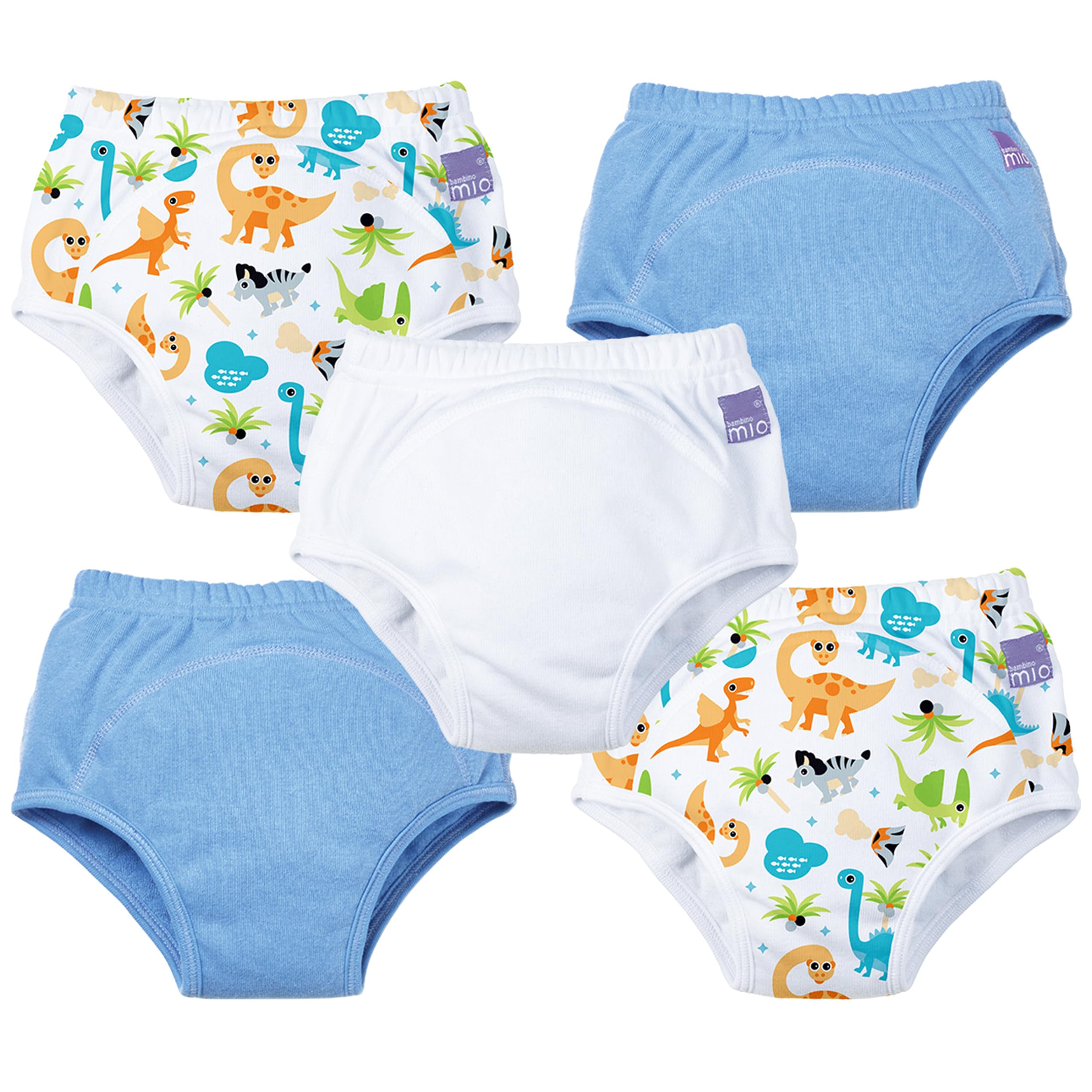 Bambino Mio, Reusable Potty Training Pants for Boys and Girls, 5 Pack (Mixed Boy Dino, 2-3 Years)
