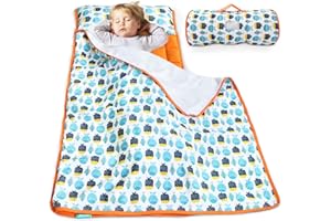 BILOBAN Toddler Nap Mat with Removeble Pillow and Fleece Minky Blanket, Nap Mats for Daycare Preschool, Lightweight Portable Travel Sleeping Bag for Kids Cot Nap Mat, Warm & Skin-Friendly, Fish