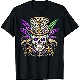 Mardi Gras Costume Sugar Skull Carnival Halloween Witch Men T-Shirt