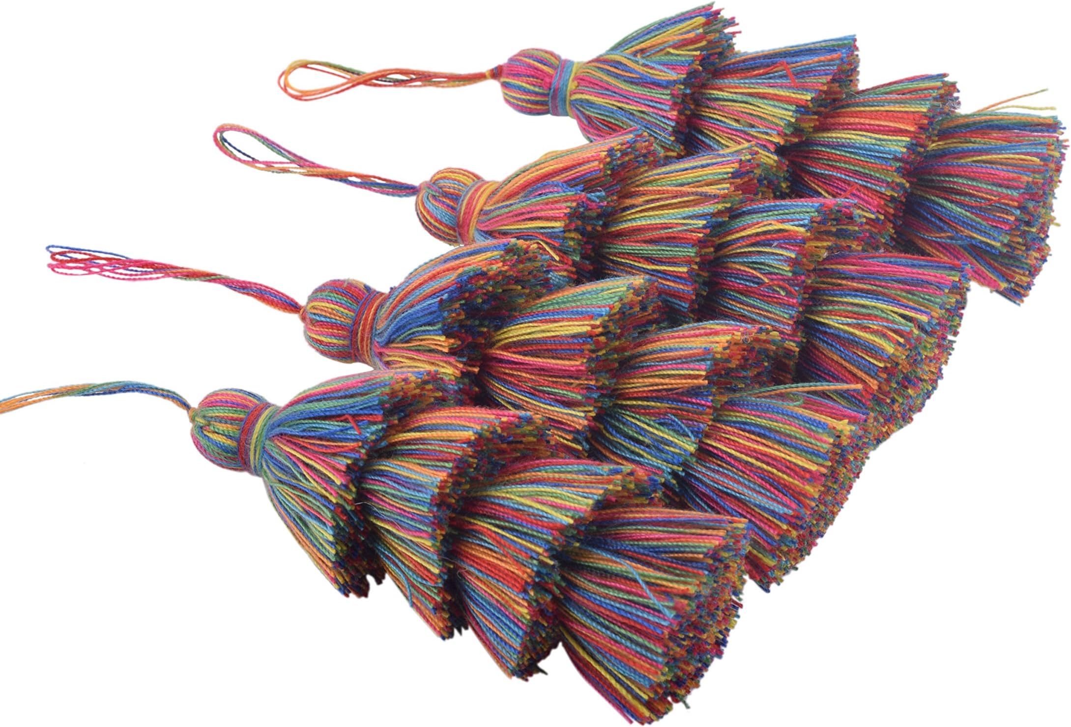 KONMAY 4pcs 3.0''(7.5cm) 4 Layers Craft Jewelry Layered Tassels with Hang Loop (Rainbow)