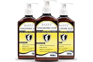 BAXYL Liquid Hyaluronic Acid Supplement - Natural Citric Acid, Potassium Sorbate Ingredients Formulated Flavorless Syrup - Provide Healthy Cartilage & Bone Formation - 3 Bottles of 6 Fl Oz