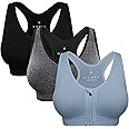 Women's Zip Front Sports Bra Wireless Post-Surgery Bra Active Yoga Sports Bras