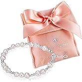 Baby Crystals Freshwater Cultured Pearl Bracelet, Baby Bracelets for infant girls Sterling Silver Jewelry keepsake for boys or girls, 1st Birthday Girl, 1 Year Old Girl Gifts