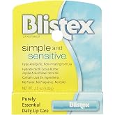 Blistex Simple and Sensitive Lip Moisturizer, Hypo-Allergenic with Cocoa &amp; Shea Butter, No Flavor or Fragrance, 0.15 oz (Pack of 5)