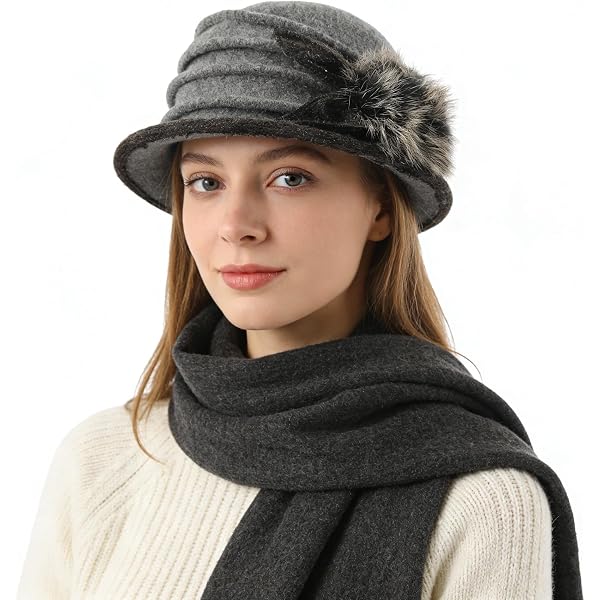 Womens Bell Beret Hat French Vintage Floral Fleece Cloche  display picture 1