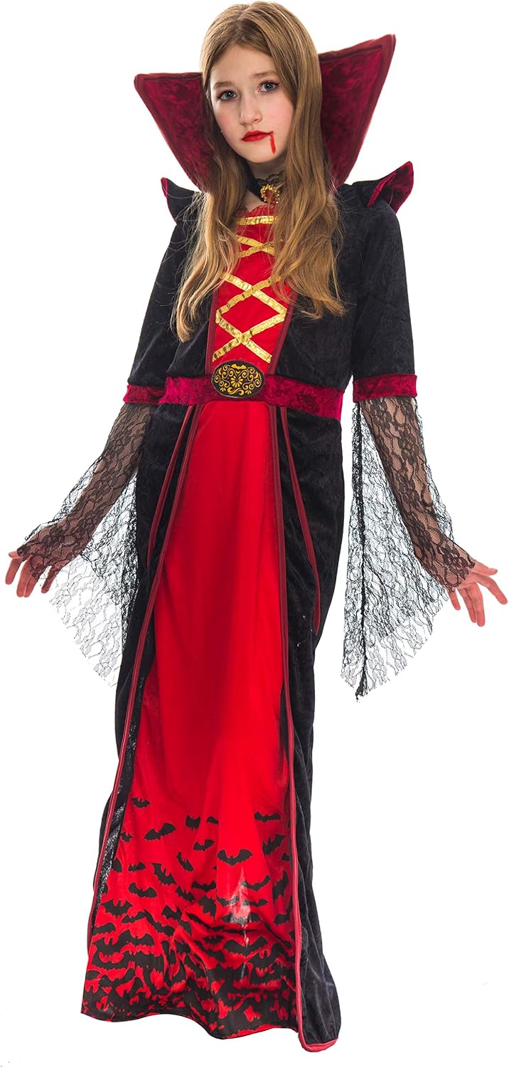 Spooktacular Creations Royal Vampire Costume for Girls Deluxe Set Halloween Gothic Victorian Vampiress Queen Dress Up Party (Medium) - Image 4