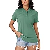 MAGCOMSEN Women's Polo Shirts Cotton 3-Button Short Sleeve Collared Tops Summer Cool Shirt Uniform Casual Shirts